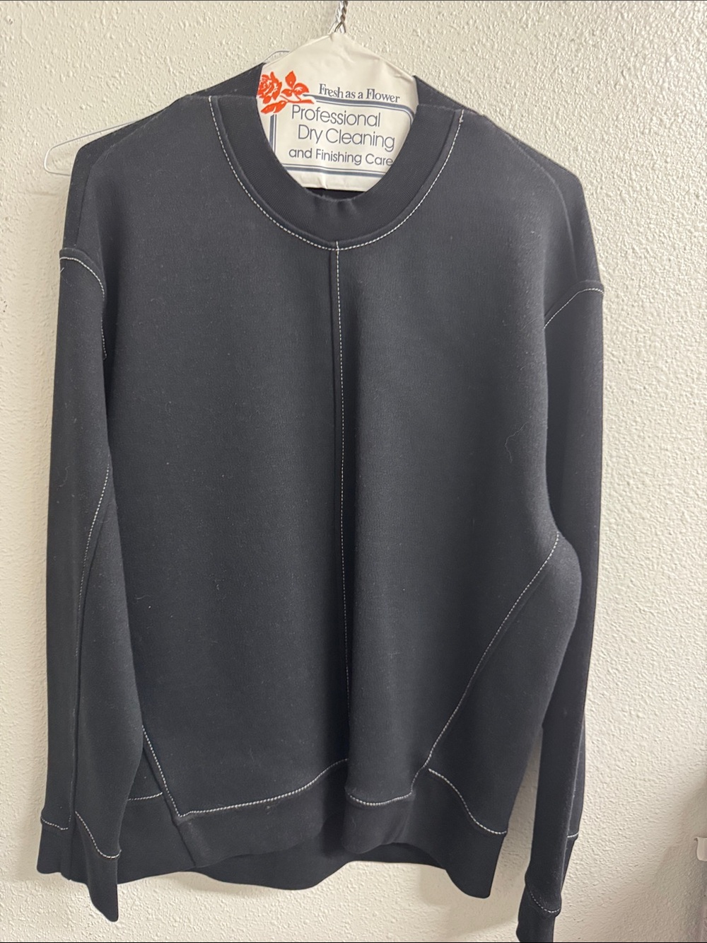 COS Black Crewneck Sweater with Contrast Stitching